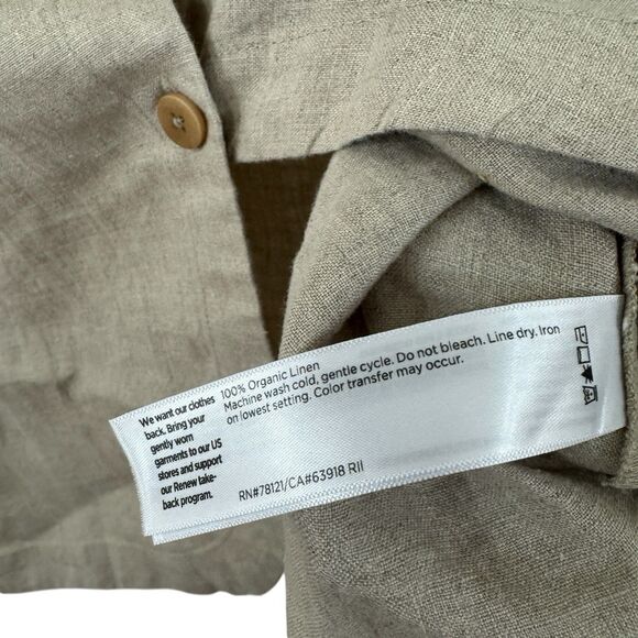 Eileen Fisher Large Organic Linen Button Up Vest Tank Top Brown Tie Back Womens - Picture 4 of 11